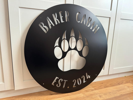 METAL BEAR Claw - Paw Sign - Personalized Steel Sign - Wall Art - SQ100