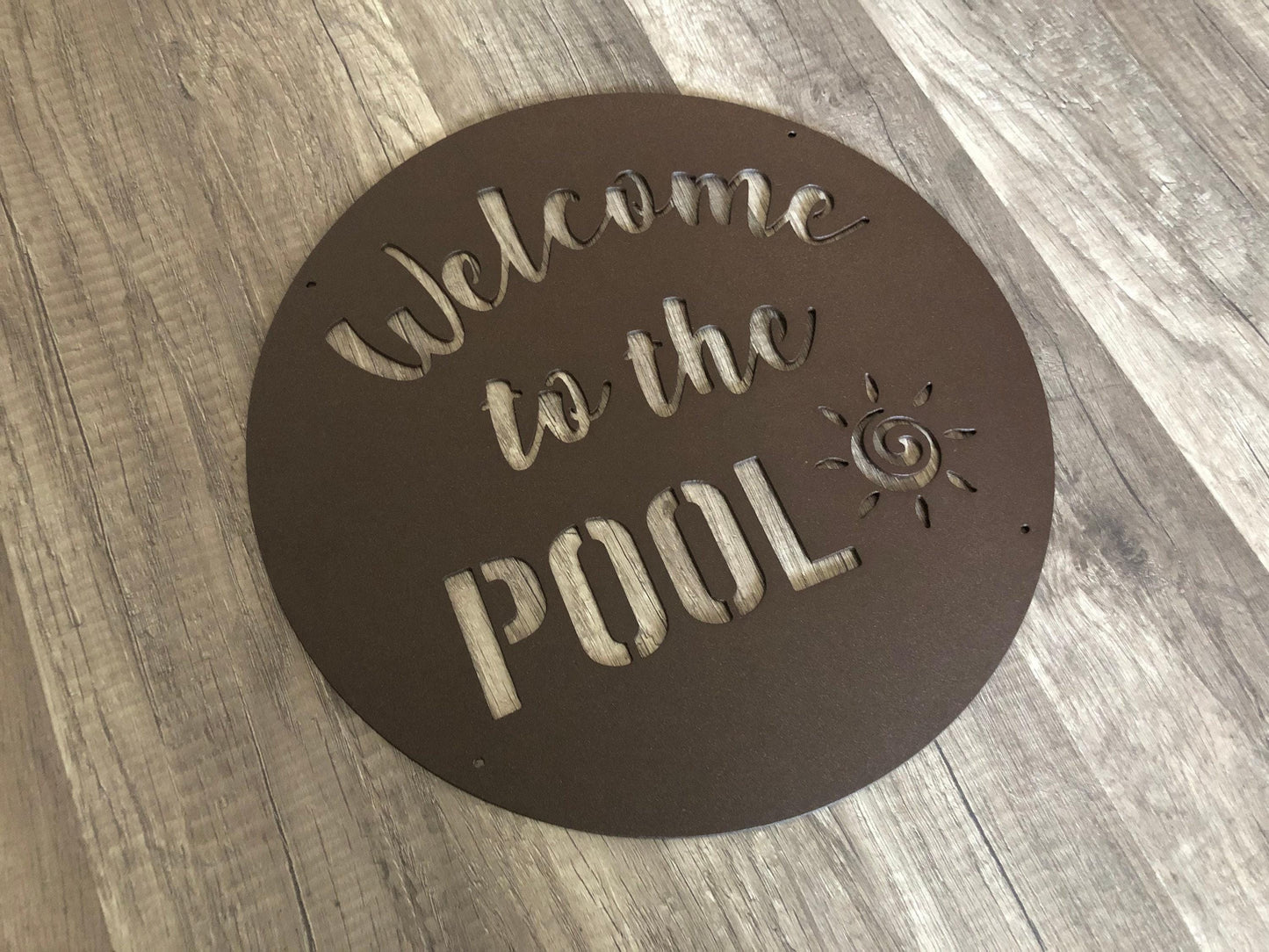 Backyard Signs - Welcome to the Pool - Sun - Gate Signs - Steel Sign - Metal Art - SQ100