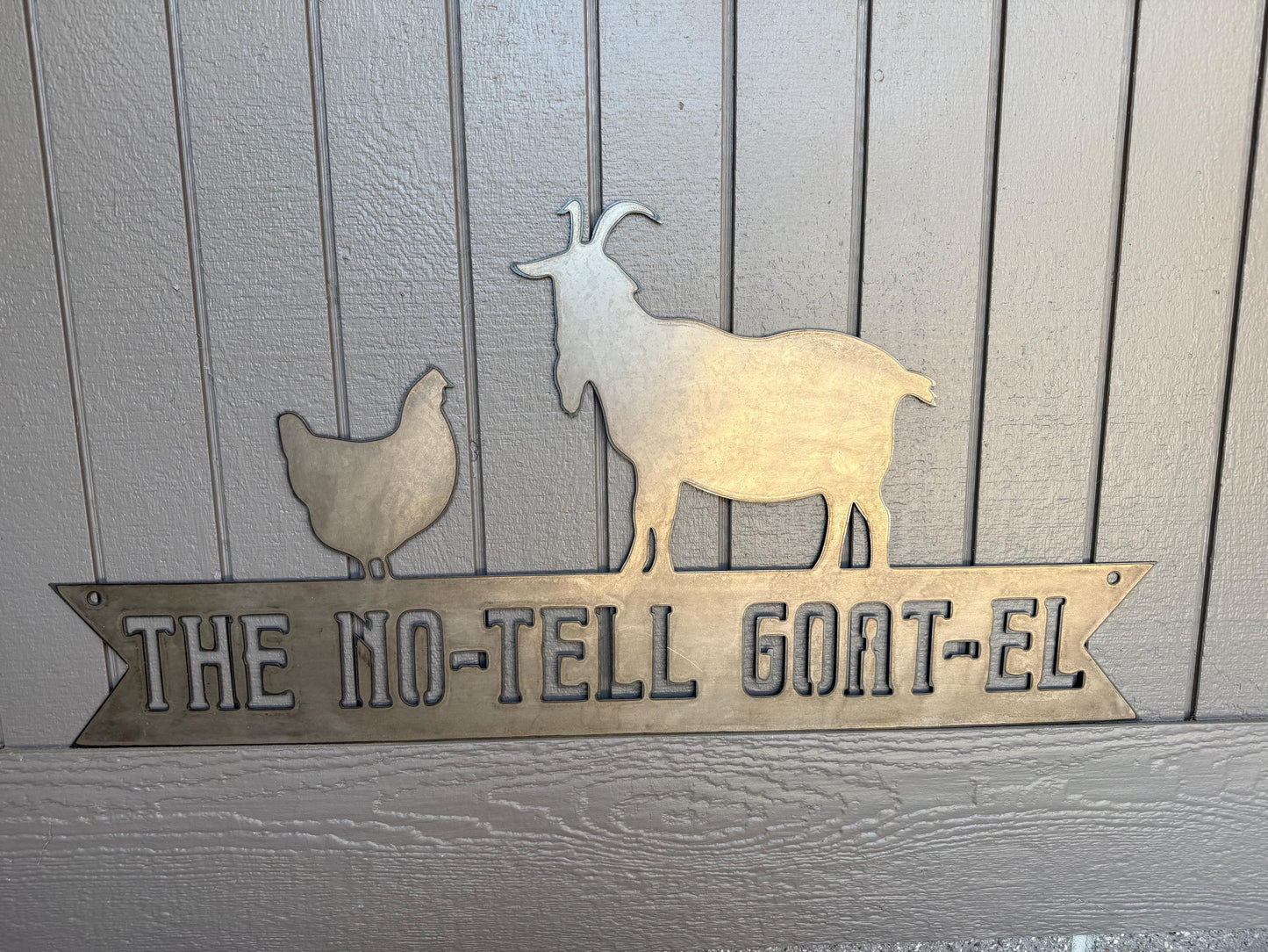 Farm Name Banner Sign - Goat & Chicken Barn - Personalized Steel Sign - Metal Art