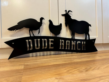 Farm Name Banner Sign - Goat Turkey Chicken Barn - Personalized Steel Sign - Metal Art