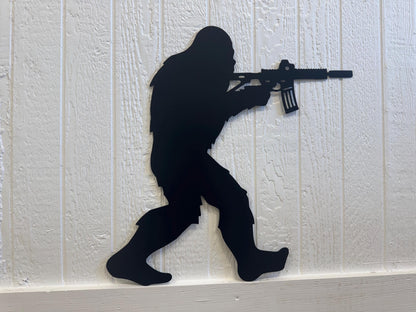 BIGFOOT/SASQUATCH with Gun Metal Decor - Gift - Yard Art - Steel Sign - Wall Art