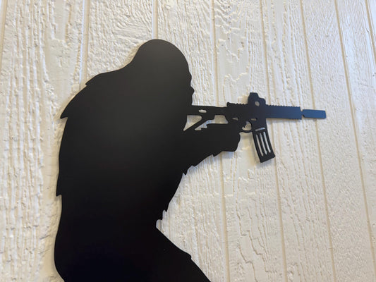 BIGFOOT/SASQUATCH with Gun Metal Decor - Gift - Yard Art - Steel Sign - Wall Art