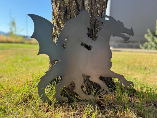 BIGFOOT Riding DRAGON - Funny Wall Art - Metal Art - SASQUATCH - Yeti - Gift Idea - Yard Art - Decorative Steel Sign