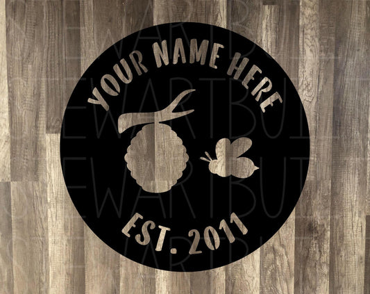 BEE HIVE Sign - Bee Farm Sign - Personalized Steel Sign - Metal Art - SQ100