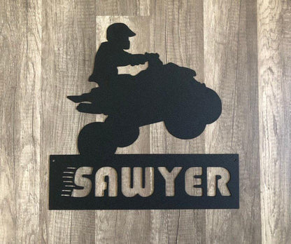 Quad - 4 Wheeler Motorcycle - Personalized Steel Sign - Metal Art - SQ12-36