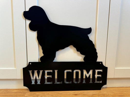 Cocker Spaniel - Welcome Sign - Personalized Steel Sign - Metal Art - SQ100