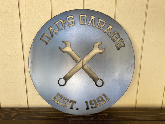 METAL GARAGE Sign - Dad’s Garage - Personalized Steel Sign - Wall Art - SQ100