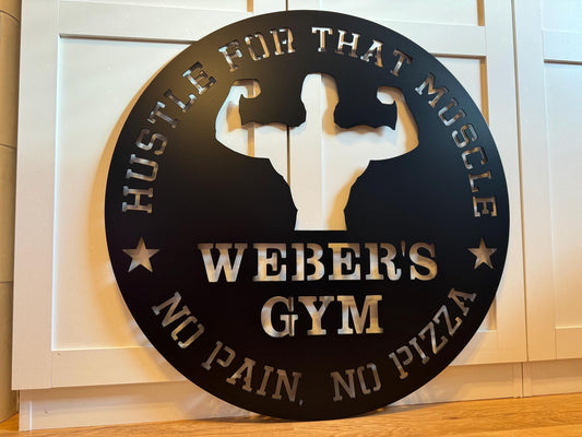 Gym Signs - Muscle Man - Personalized Steel Sign - Metal Art - SQ100