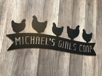 Chicken Coop Barn Banner Sign - Personalized Steel Sign - Metal Art