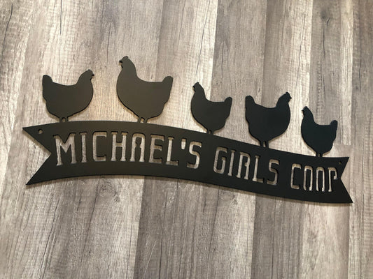 Chicken Coop Barn Banner Sign - Personalized Steel Sign - Metal Art