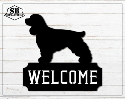 Cocker Spaniel - Welcome Sign - Personalized Steel Sign - Metal Art - SQ100