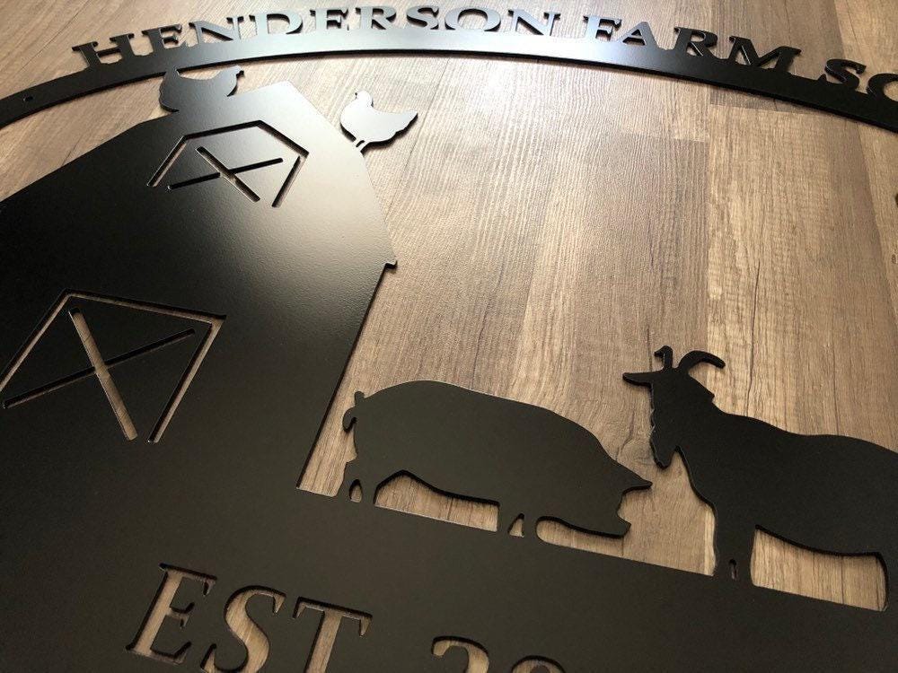 Farm & Ranch Sign - Barn, Pig, Goat, Windmill - Personalized Steel Sign - Metal Art