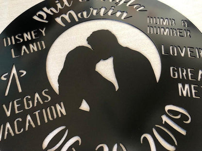 Wedding Anniversary Couples Relationship Keepsake - Personalized Steel Sign - Metal Art - SQ100