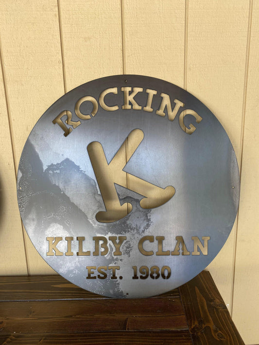 METAL ROCKING K LOGO Sign - Personalized Steel Sign - Wall Art - SQ100