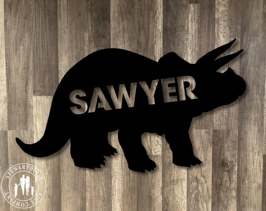 Dinosaur - Triceratops - Personalized Steel Sign - Metal Art