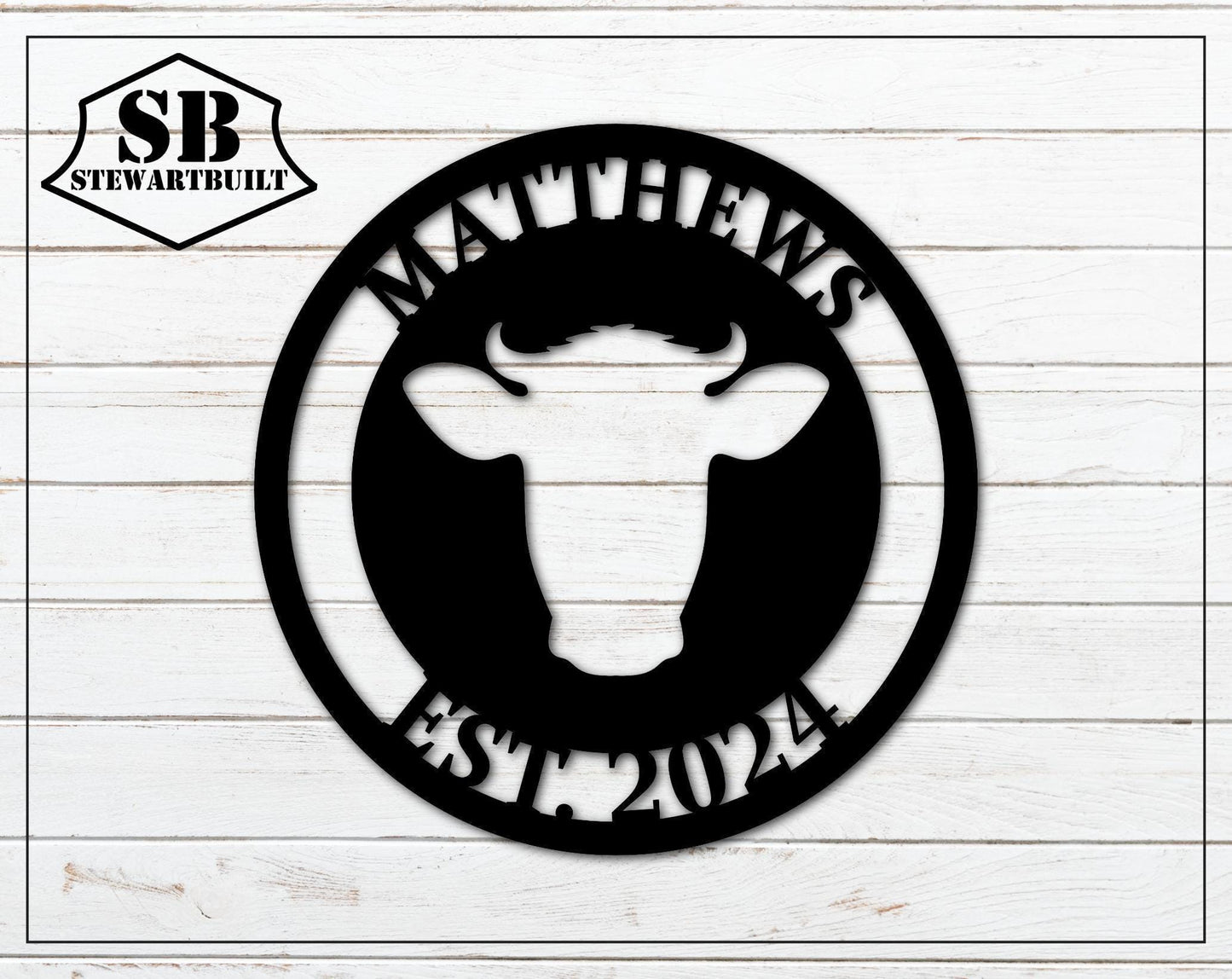 COW HEAD - BULL Metal Sign - Home, Business, Gym - Personalized Steel Sign - Metal Art - SQ100