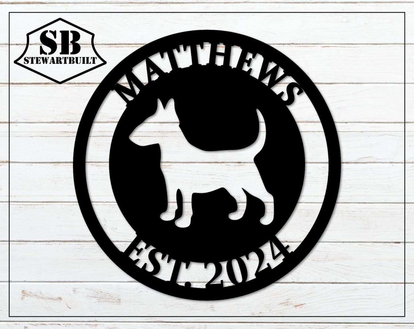 Bull Terrier Sign - Personalized Steel Sign - Metal Art - SQ100