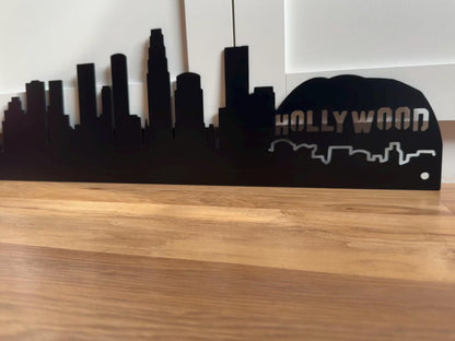 LOS ANGELES Skyline - HOLLYWOOD Sign - California - Steel Sign - Metal Art