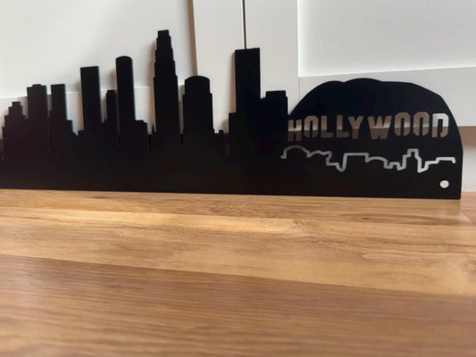 LOS ANGELES Skyline - HOLLYWOOD Sign - California - Steel Sign - Metal Art