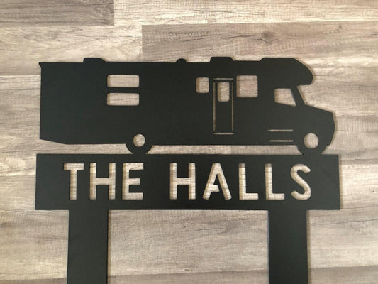 MOTORHOME Personalized In-Ground Sign - Campsite Outdoor Sign - CAMPING Personalized Steel Sign - Metal Art - SQ100