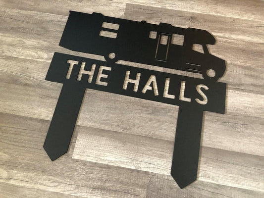 MOTORHOME Personalized In-Ground Sign - Campsite Outdoor Sign - CAMPING Personalized Steel Sign - Metal Art - SQ100