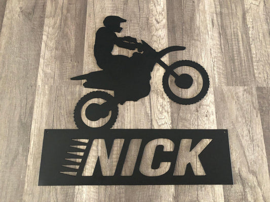 Dirt Bike - Motorcycle - Personalized Steel Sign - Metal Art - SQ12-36