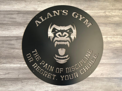 Gorilla Face - Gym Quote Sign - Home Gym - Gorilla Monkey Head - Personalized Steel Sign - Metal Art - SQ100