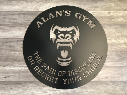 Gorilla Face - Gym Quote Sign - Home Gym - Gorilla Monkey Head - Personalized Steel Sign - Metal Art - SQ100
