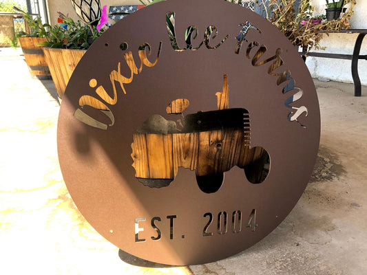 Tractor - Farm Name - Metal Sign - Personalized Steel Sign - Metal Art - SQ100