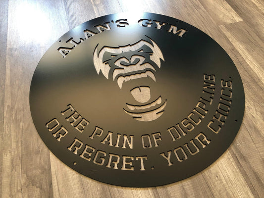 Gorilla Face - Gym Quote Sign - Home Gym - Gorilla Monkey Head - Personalized Steel Sign - Metal Art - SQ100