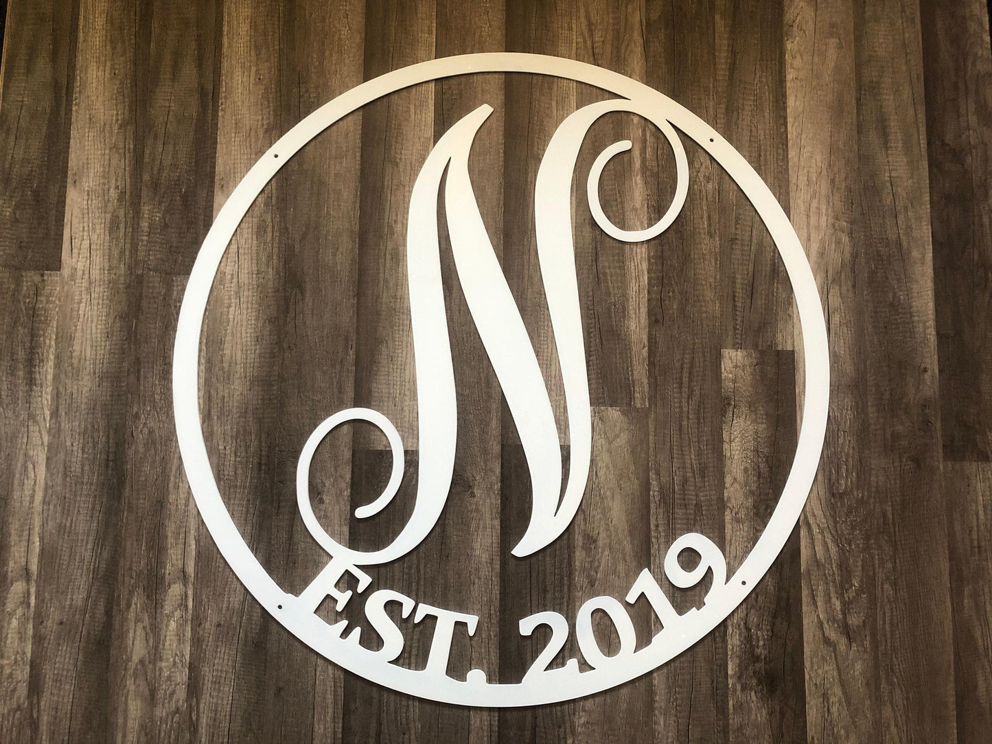 Letter Monogram - Anniversary  - Established Date - Personalized Steel Sign - Metal Art - SQ12-36