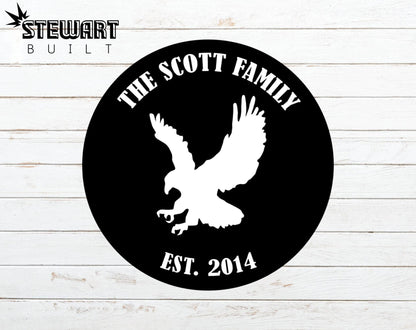 Eagle Sign - Home Sign - Personalized Steel Sign - Metal Art - SQ100