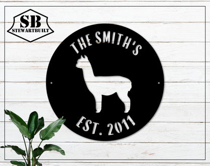ALPACA Metal Sign - LLAMA Lovers Gift  - Personalized Steel Sign - Wall Art - SQ100
