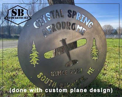METAL HANGAR Sign - Airplane Hangar - Personalized Steel Sign - Wall Art - SQ18-36