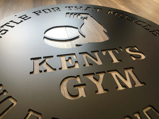 Home Gym Signs - Muscle - Personalized Steel Sign - Metal Art - SQ100