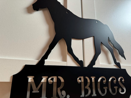 Horse Stall Name Plaque - Horse Sign - Personalized Steel Sign - Metal Art - SQ12-36