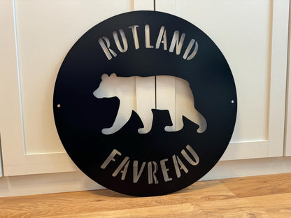 METAL BEAR Sign - Cabin - Woods Nature - Personalized Steel Sign - Wall Art - SQ100