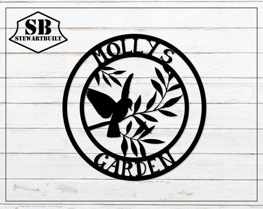 Garden Metal Sign - Bird Branch - Garden Steel Sign - Metal Art - SQ100