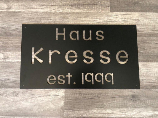 Rectangle Home Plaque - Haus - Personalized Steel Sign - Metal Art