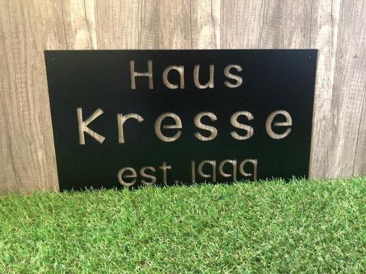 Rectangle Home Plaque - Haus - Personalized Steel Sign - Metal Art