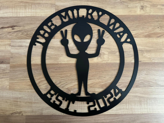ALIEN Steel Sign - OUTER SPACE - Personalized Home/Business Metal Art - SQ100