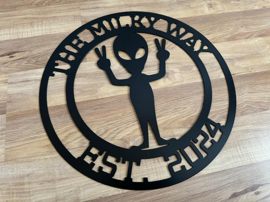 ALIEN Steel Sign - OUTER SPACE - Personalized Home/Business Metal Art - SQ100