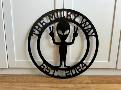 ALIEN Steel Sign - OUTER SPACE - Personalized Home/Business Metal Art - SQ100