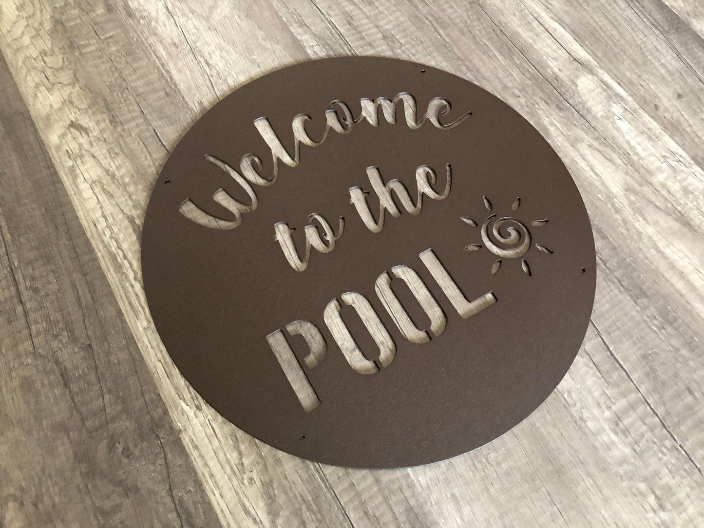 Backyard Signs - Welcome to the Pool - Sun - Gate Signs - Steel Sign - Metal Art - SQ100