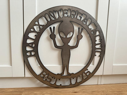 ALIEN Steel Sign - OUTER SPACE - Personalized Home/Business Metal Art - SQ100