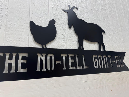 Farm Name Banner Sign - Goat & Chicken Barn - Personalized Steel Sign - Metal Art