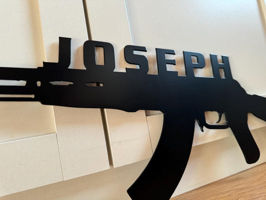 Personalized NAME - Machine Gun Decor - Decorative Steel Sign - Metal Art