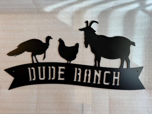 Farm Name Banner Sign - Goat Turkey Chicken Barn - Personalized Steel Sign - Metal Art