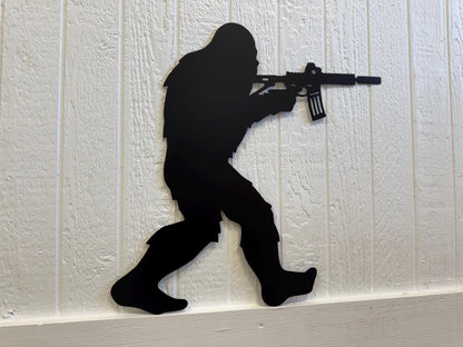BIGFOOT/SASQUATCH with Gun Metal Decor - Gift - Yard Art - Steel Sign - Wall Art