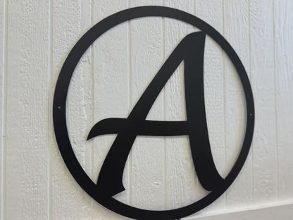 LAST NAME LETTER in Circle - House Monogram - Gate Letter - Steel Sign - Wall Art - SQ12-36